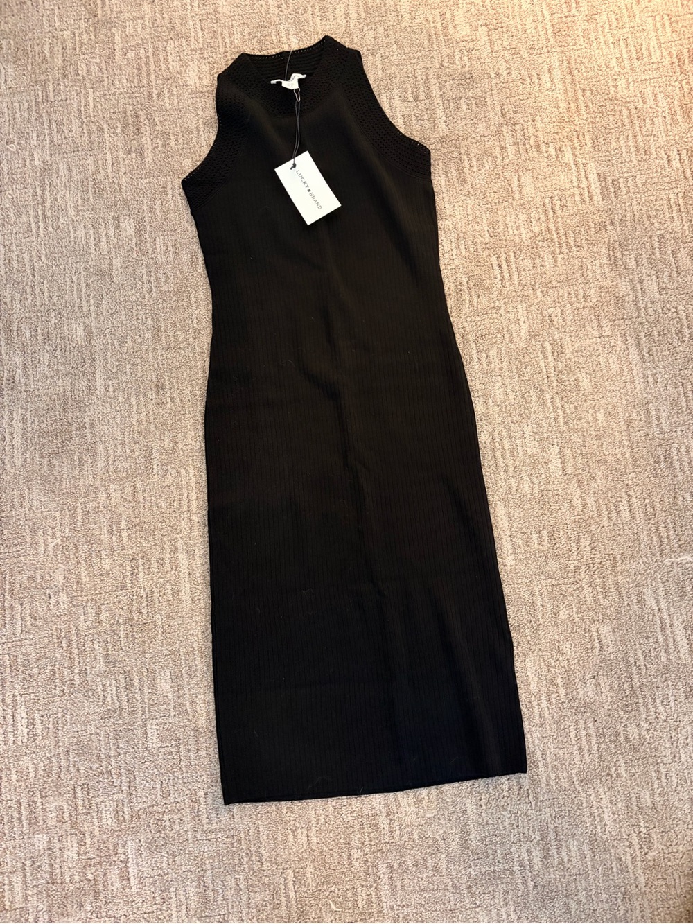 Sleeveless Black Ribbed Midi Dress by Lucky